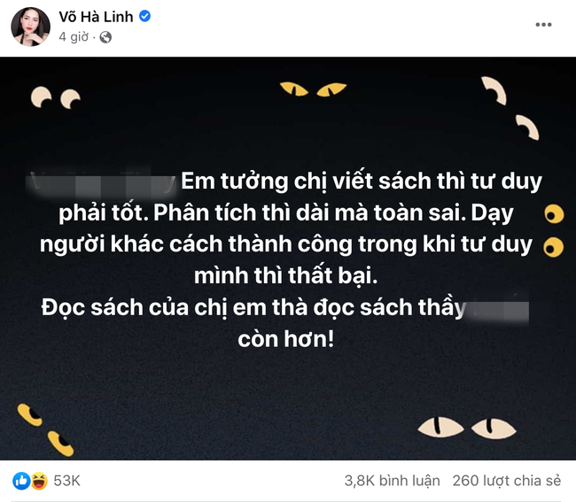 Võ Hà Linh bất ngờ gọi tên một người giữa drama, thẳng thắn khẳng định: Tư duy thất bại! - Ảnh 1.