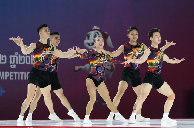 Đội tuyển Aerobic Việt Nam out trình, giành HCV tất cả các nội dung, không có đối thủ tại SEA Games 32 - Ảnh 1.