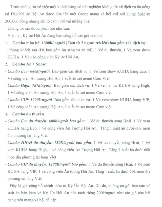 Nhà hàng ở Hội An nói gì khi bị khách tố thu 200.000 đồng nhưng chỉ có tô canh và vài miếng thịt! - Ảnh 2.