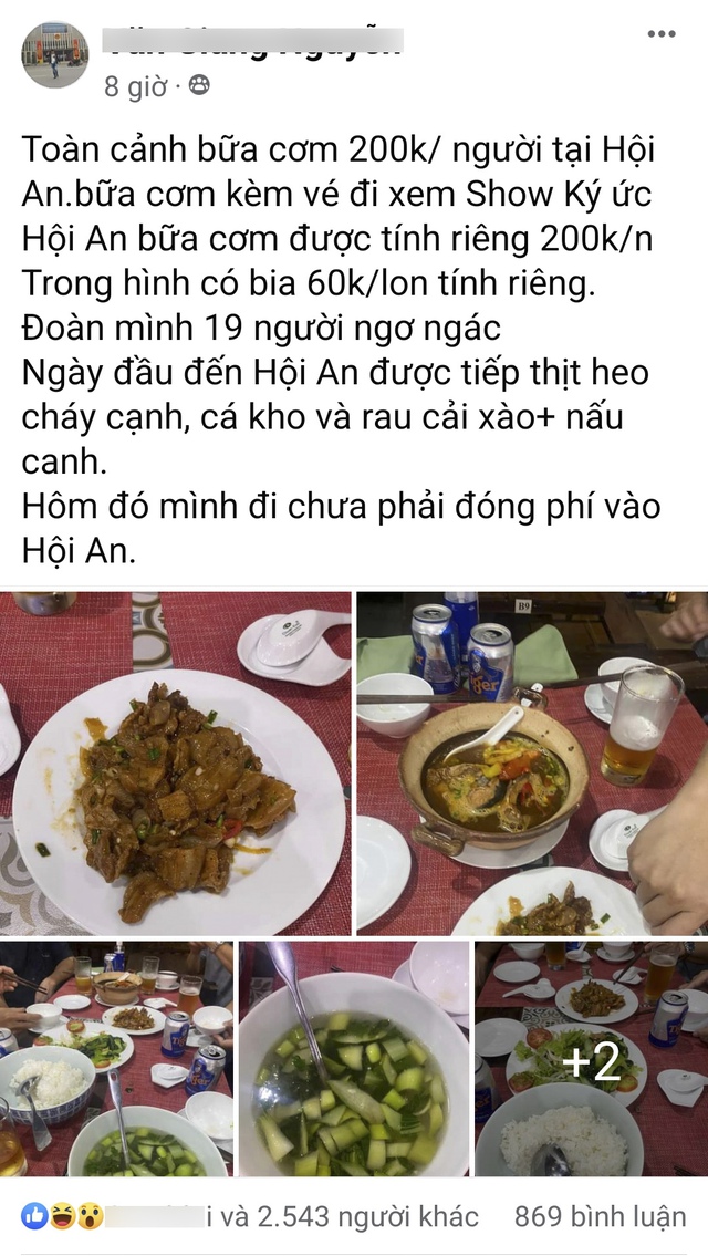 Nhà hàng ở Hội An nói gì khi bị khách tố thu 200.000 đồng nhưng chỉ có tô canh và vài miếng thịt! - Ảnh 1.