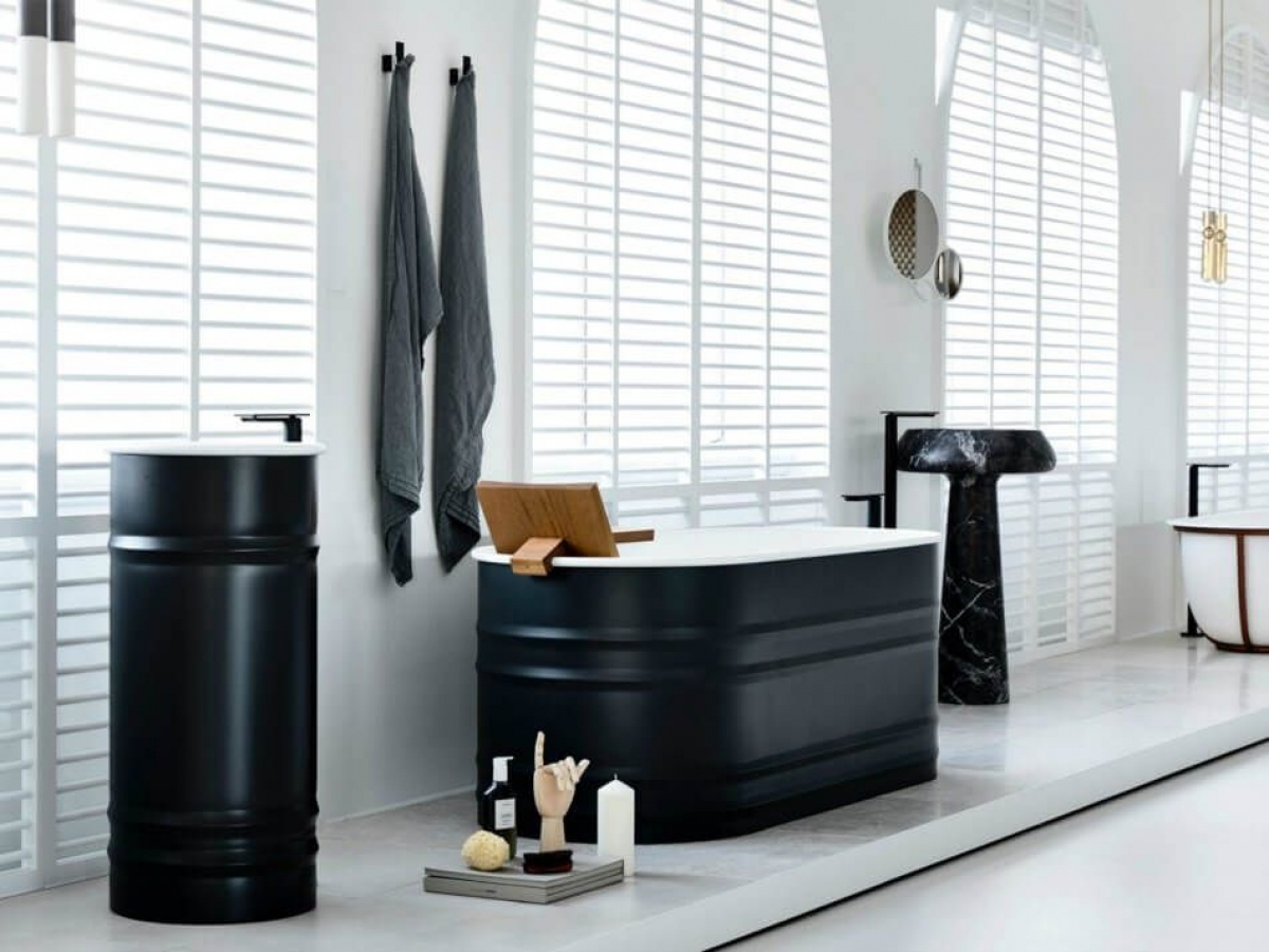 Chiêm ngưỡng hai sắc màu trắng - đen trong thiết kế nhà tắm - Ảnh 4.