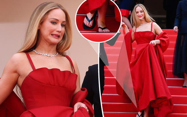 Jennifer Lawrence giải thích việc đi dép xỏ ngón trên thảm đỏ Cannes - Ảnh 1.