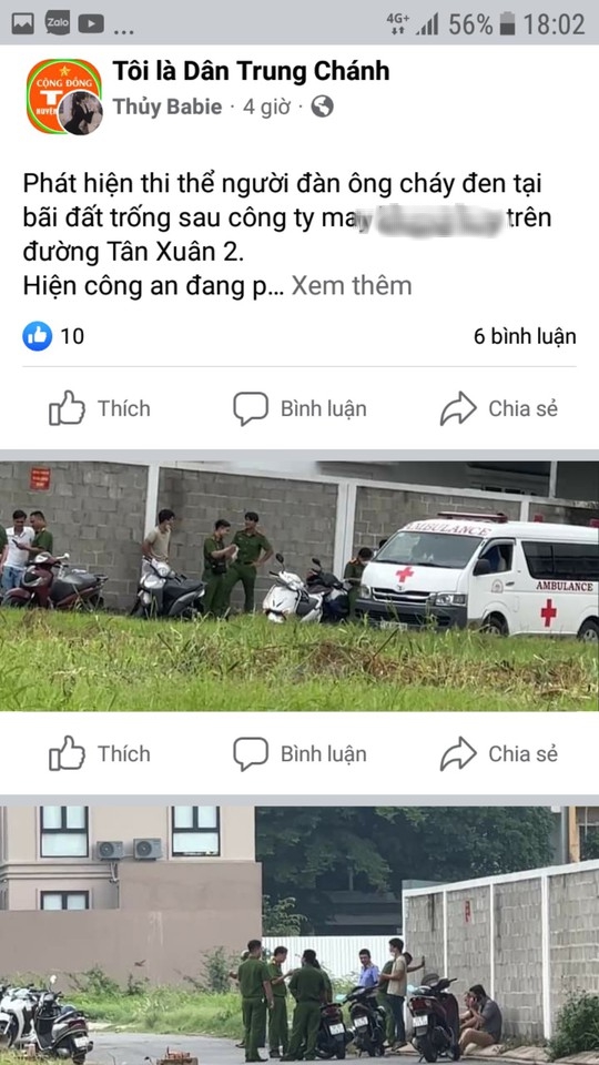 Sự thật th&ocirc;ng tin x&aacute;c người ch&aacute;y đen ở H&oacute;c M&ocirc;n, TP HCM - Ảnh 1.