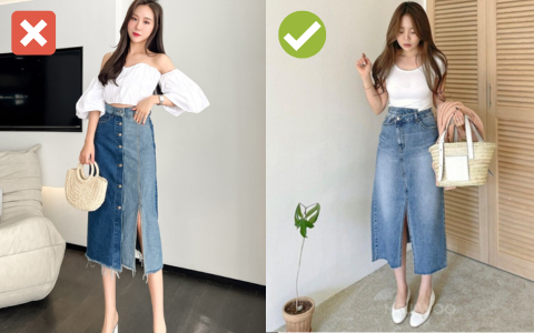 CV1916 : Chân váy denim ngắn xẻ trước 2 túi - yishop.com.vn
