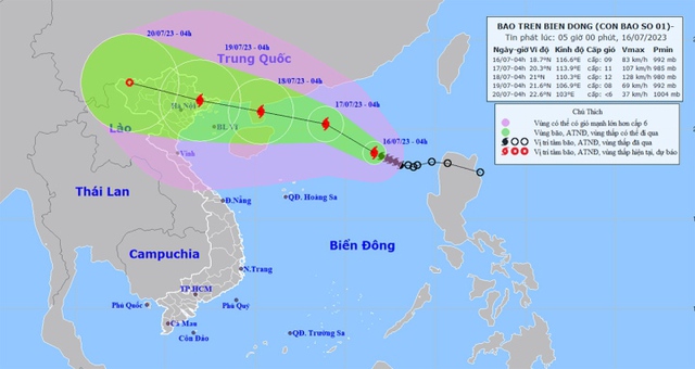 Bão số 1 tăng cấp nhanh và còn mạnh thêm, hướng về miền Bắc nước ta - Ảnh 1.