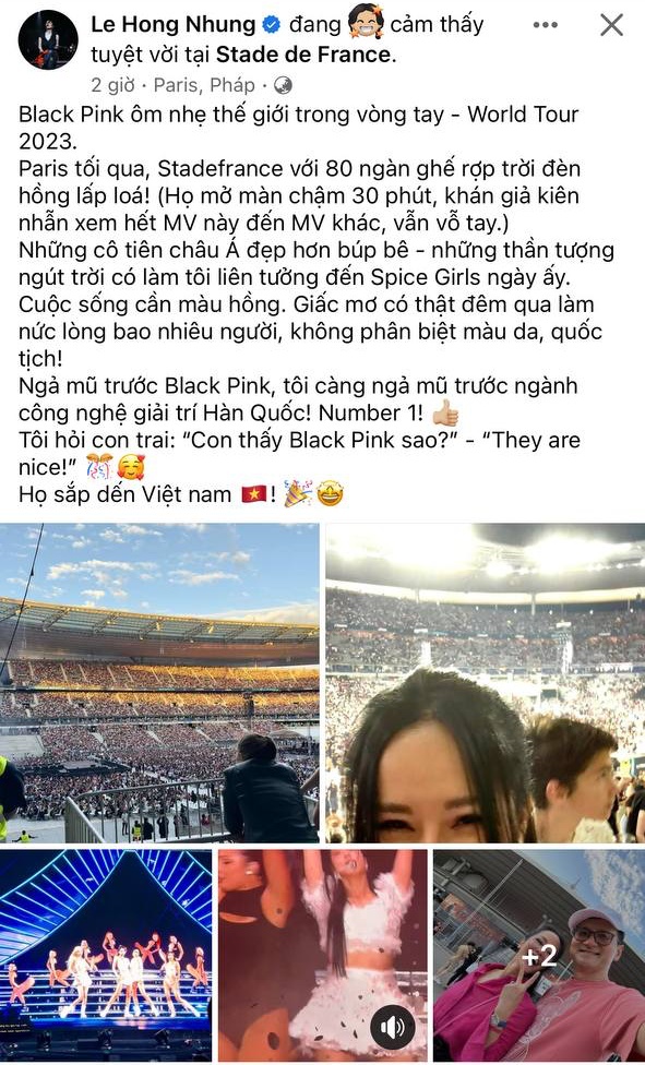 Diva l&agrave;ng nhạc Việt &ldquo;ngả mũ trước BLACKPINK khi xem concert tại Ph&aacute;p - Ảnh 1.