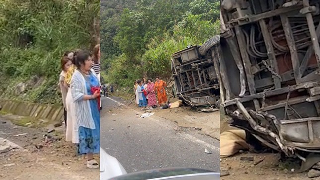 Lật xe chở đoàn khách Trung Quốc trên đèo Khánh Lê, 4 người tử vong - Ảnh 1.