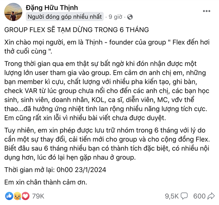 Hội “Flex đến hơi thở cuối cùng” bất ngờ thông báo tạm dừng hoạt động khi có 1,4 triệu thành viên - Ảnh 2.