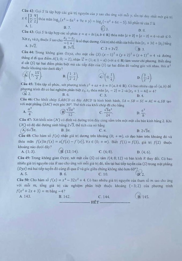 NÓNG: Bộ GD&ĐT công bố đáp án chính thức môn Toán kỳ thi tốt nghiệp THPT 2023 - Ảnh 6.