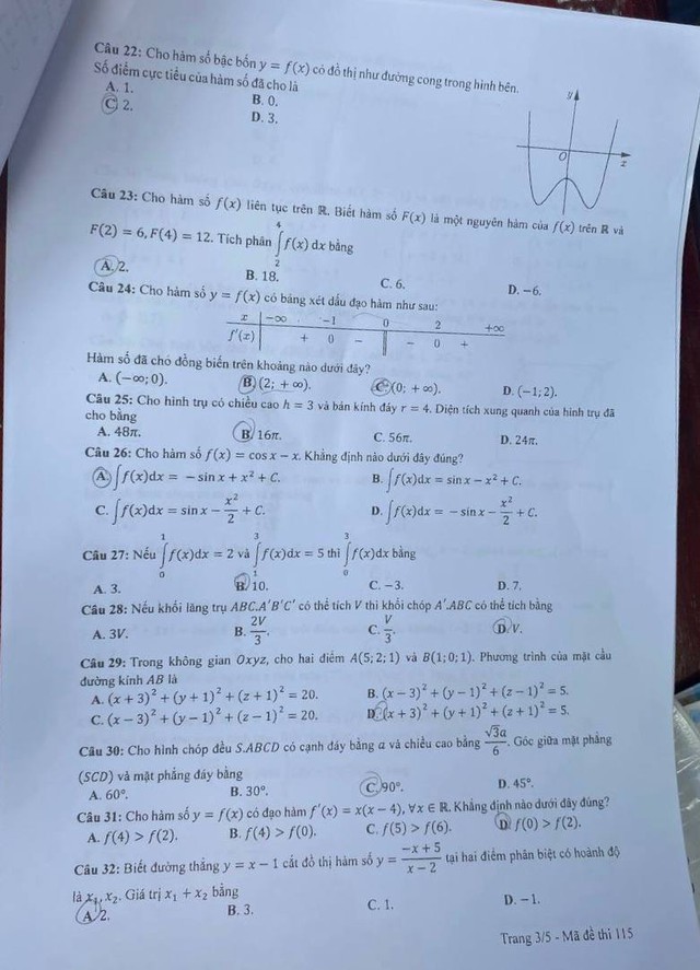 NÓNG: Bộ GD&ĐT công bố đáp án chính thức môn Toán kỳ thi tốt nghiệp THPT 2023 - Ảnh 4.