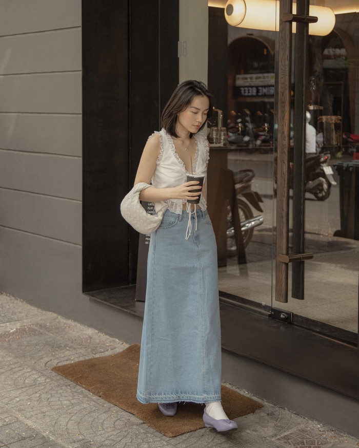 10 cách diện chân váy dài tôn dáng từ các mỹ nhân Việt có chiều cao khiêm tốn - Ảnh 4.