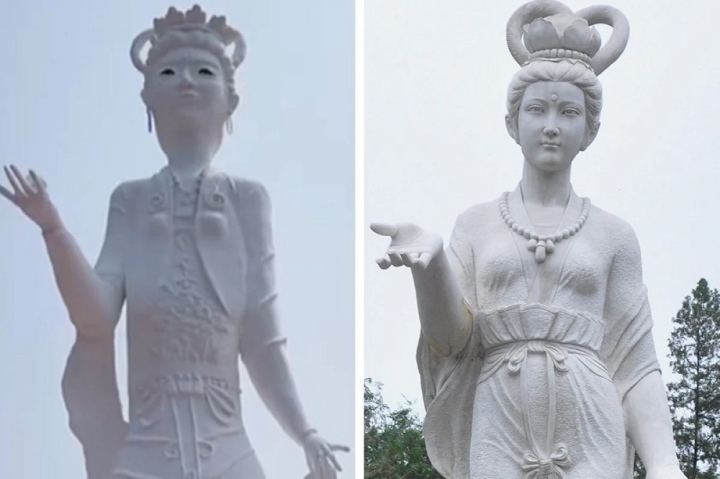 Bức tượng tiên nữ giới trị giá chỉ 11.000 USD bị chê thậm tệ ở Trung Quốc