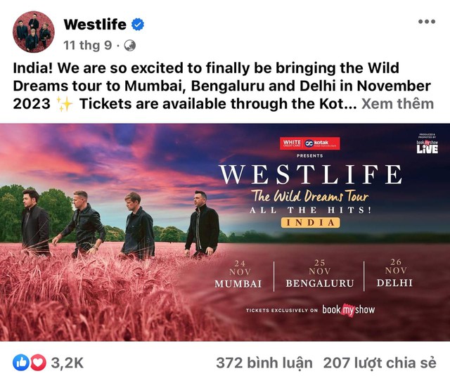 Poster th&ocirc;ng b&aacute;o Westlife tổ chức tour tại Việt Nam đạt tương t&aacute;c khủng kh&oacute; tưởng tượng! - Ảnh 4.