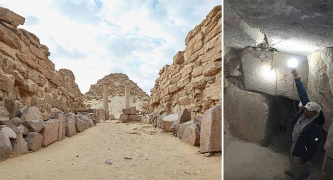 Kim tự tháp nổi tiếng Sahure tiết lộ bí ẩn mới đằng sau bức tường bị sập