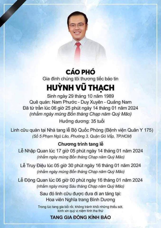 Thông tin tang lễ của Huỳnh Vũ Thạch (nhóm Ve Sầu) qua đời ở tuổi 35 vì đột quỵ - Ảnh 2. Thông tin tang lễ của Huỳnh Vũ Thạch (nhóm Ve Sầu) qua đời ở tuổi 35 vì đột quỵ - Ảnh 2.