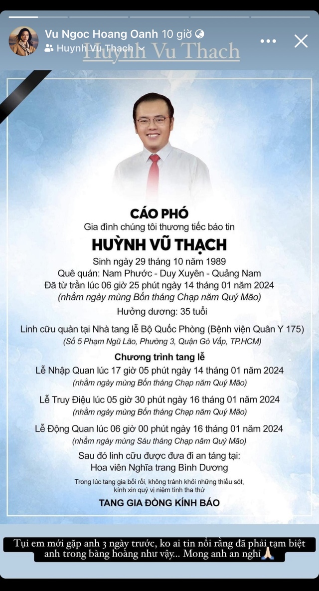 MC Hoàng Oanh bàng hoàng trước tin Huỳnh Vũ Thạch qua đời, tiết lộ xót xa: Mới gặp anh 3 ngày trước… - Ảnh 2.