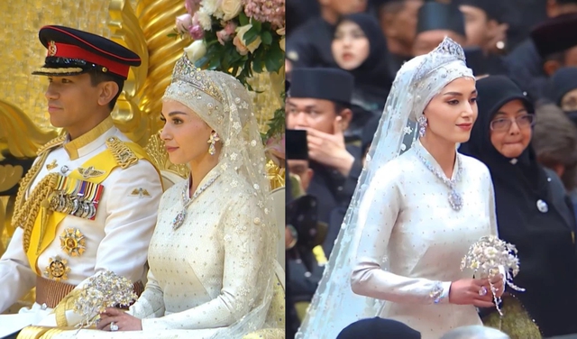 Váy cưới các nàng dâu thường dân nổi tiếng: 2 công nương nước Anh khác biệt lớn, vợ hoàng tử Brunei thì sao? - Ảnh 4.