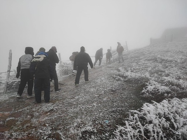 Băng tuyết phủ trắng đỉnh Mẫu Sơn, du khách kéo lên ngắm - Ảnh 5.