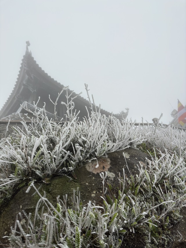 Băng tuyết phủ trắng chùa Đồng trên đỉnh Yên Tử - Ảnh 2.
