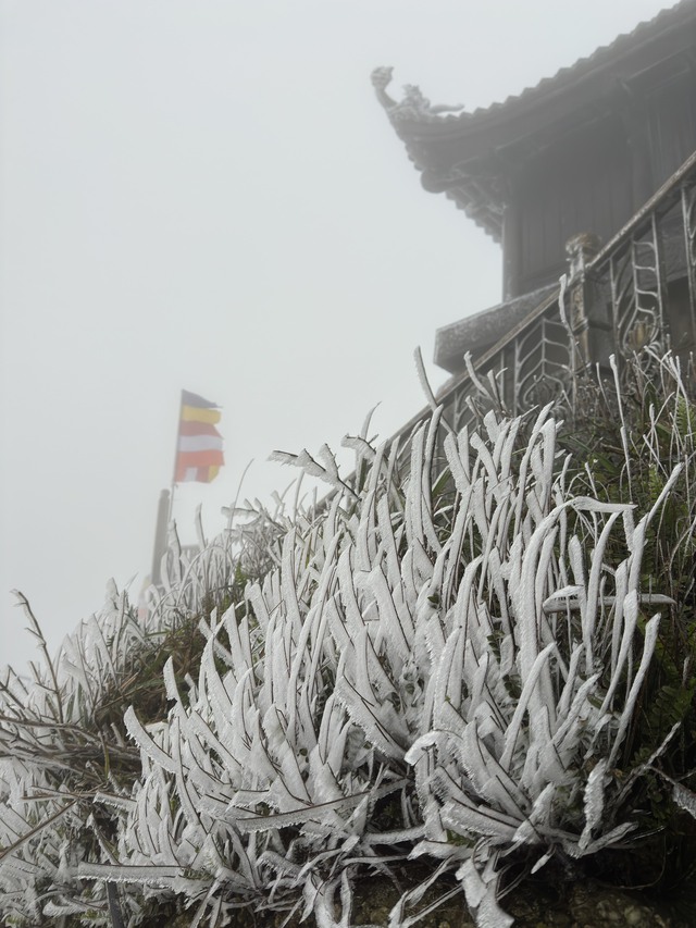 Băng tuyết phủ trắng chùa Đồng trên đỉnh Yên Tử - Ảnh 1.