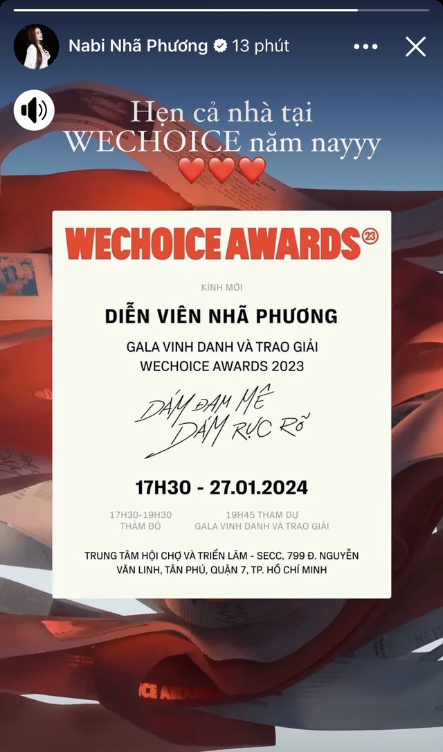 D&agrave;n sao Việt rần rần trước thềm WeChoice Awards 2023: Vợ chồng Trường Giang n&ocirc;n nao đổ bộ, Thanh Hằng h&agrave;o hứng khoe thiệp mời - Ảnh 3.