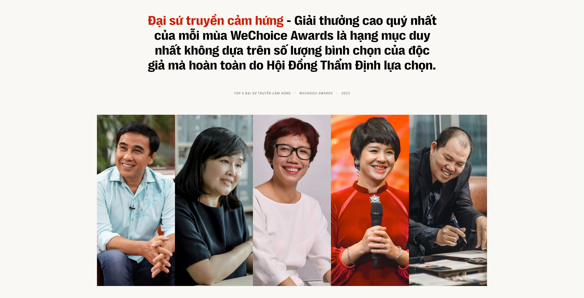 5 Đại sứ truyền cảm hứng được chọn tại WeChoice Awards 2023
