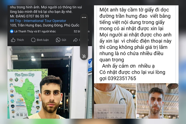 Cộng đồng Ph&uacute; Quốc gi&uacute;p du kh&aacute;ch ngoại quốc t&igrave;m điện thoại bị mất - Ảnh 2.