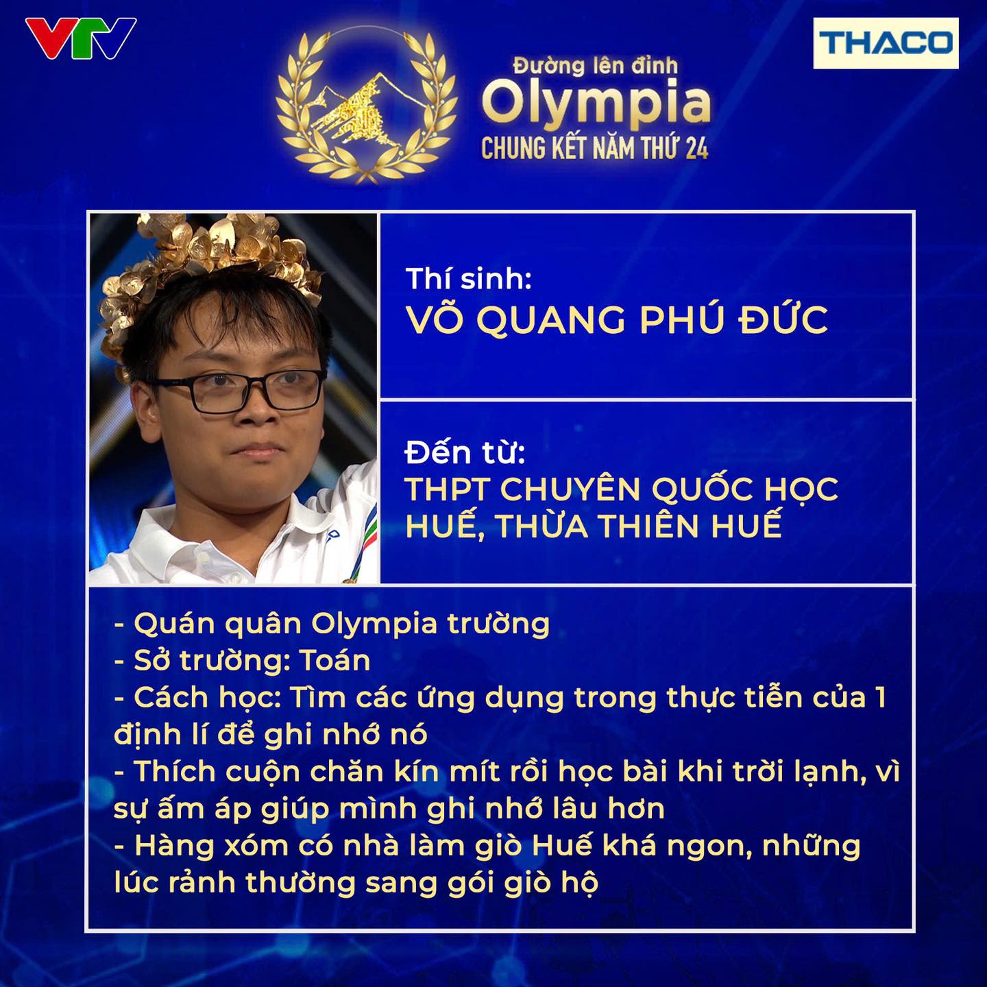 Quán quân Đường lên đỉnh Olympia năm 2024: Những lúc rảnh, thường sang gói giò Huế hộ hàng xóm- Ảnh 2.