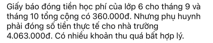 Một phụ huynh than học phí 360 nghìn đồng nhưng phải đóng thực tế lên tới gấp 10 lần: Chuyện gì xảy ra?- Ảnh 1.