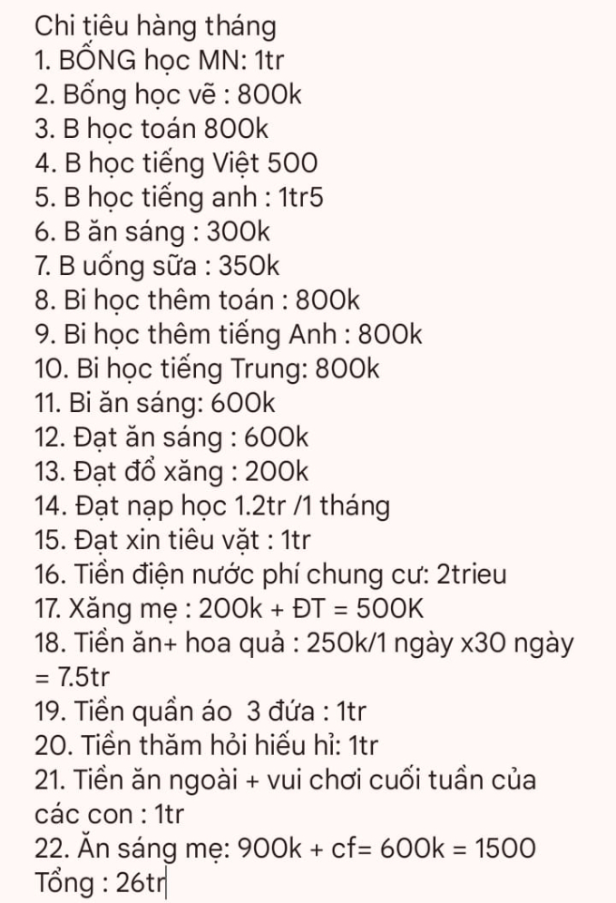 Choáng váng trước bảng liệt kê chi phí học hành cho con của bà mẹ ở Nghệ An: Bảo sao 42 tuổi, thu nhập 35 triệu vẫn "tay trắng"- Ảnh 2.