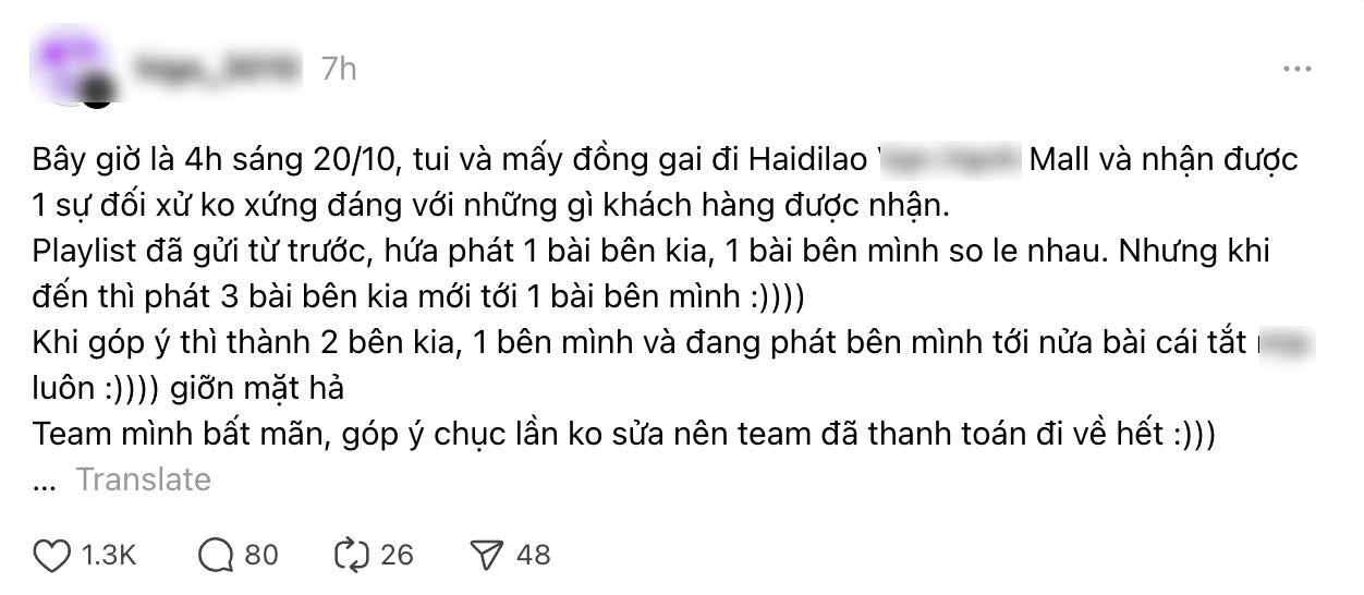 HOT: 1 chi nhánh Haidilao bất ngờ dính phốt "đối xử không xứng đáng" với khách hàng đi concert Chông Gai- Ảnh 1.