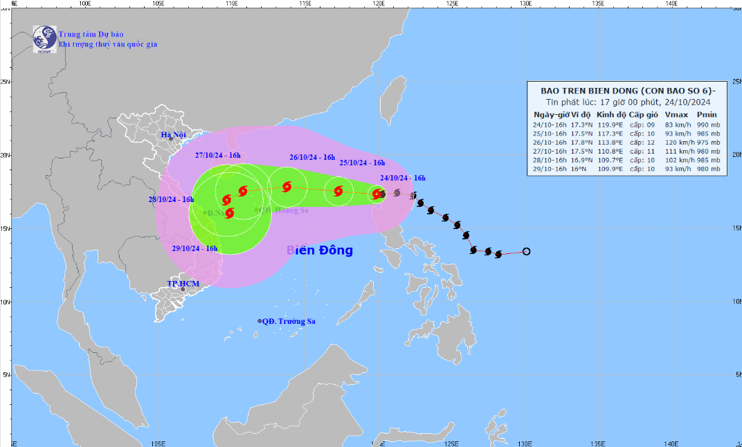 Bão Trami vào Biển Đông giật cấp 11, trở thành cơn bão số 6- Ảnh 1.