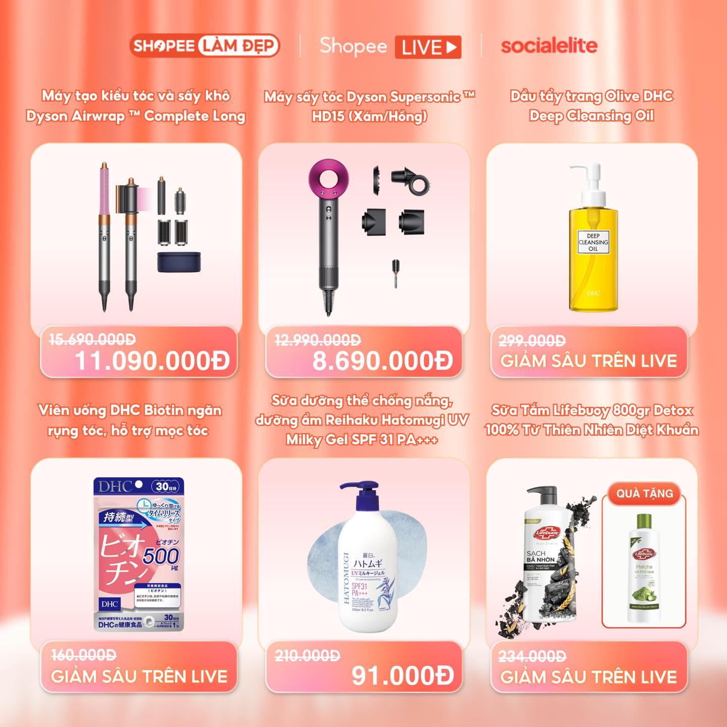 Loạt thương hiệu Dyson, The Whoo, Elixir đổ bộ livestream của đôi bạn thân Quỳnh Anh Shyn - Salim trên Shopee Live- Ảnh 5.