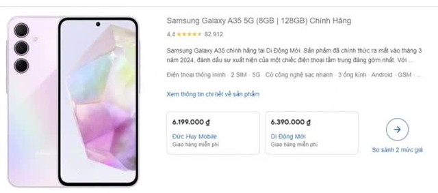 Điện thoại Samsung có màn hình 