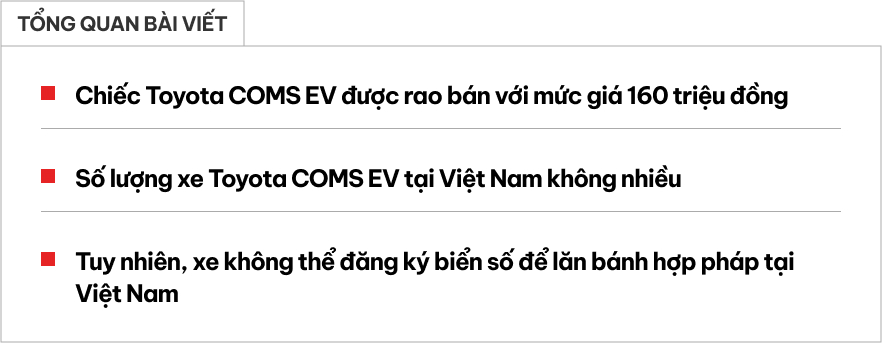 Ô tô Toyota 1 chỗ ngồi giá 160 triệu: Không thể đăng ký biển, 10 năm tuổi, chạy 34.000km- Ảnh 2.