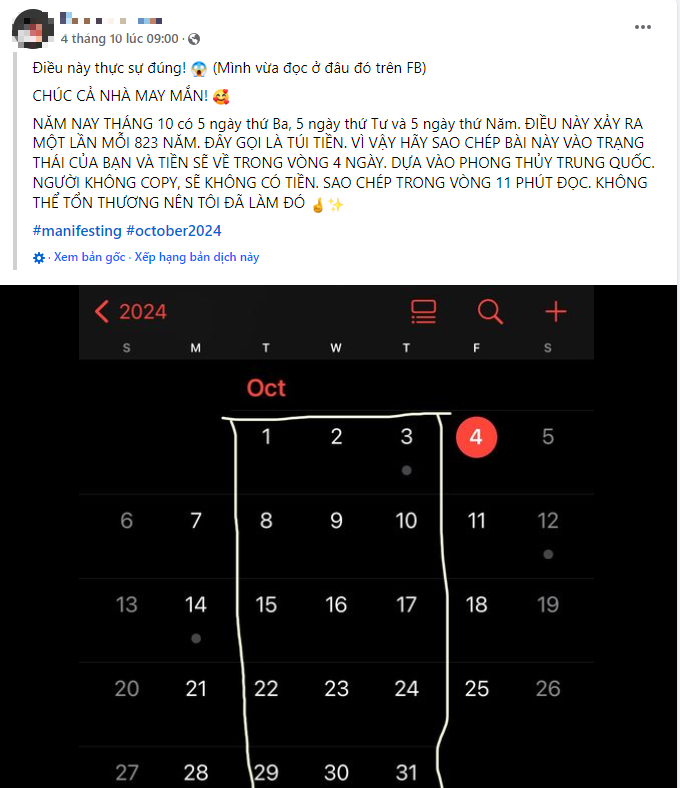 Xôn xao tháng 10 có 5 ngày đặc biệt thu hút tiền tài, chuyện lạ "hơn 800 trăm năm mới có": Thực hư thế nào?- Ảnh 6.