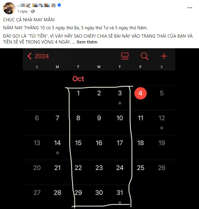 Xôn xao tháng 10 có 5 ngày đặc biệt thu hút tiền tài, chuyện lạ "hơn 800 trăm năm mới có": Thực hư thế nào?- Ảnh 5.