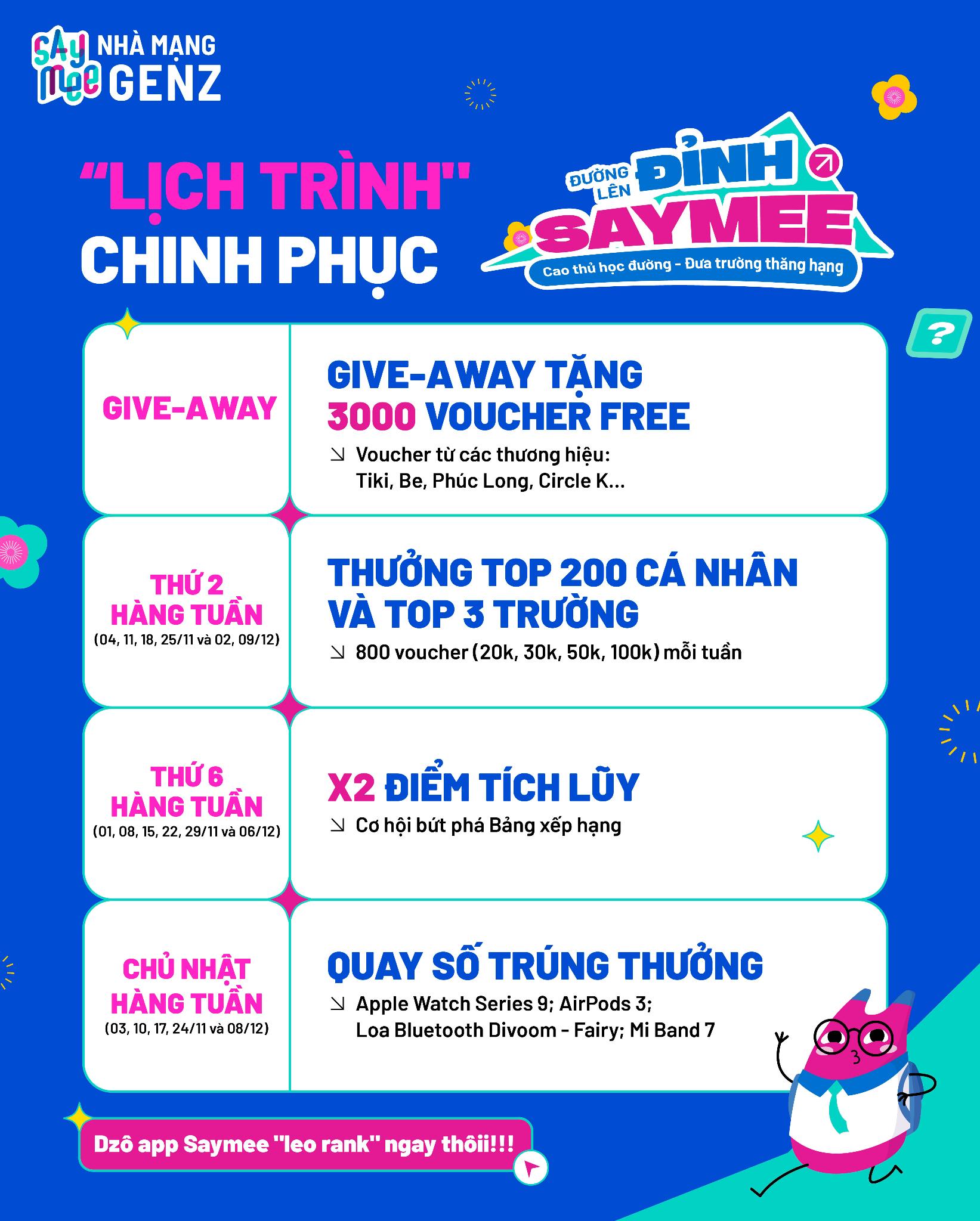 Cao thủ học đường, đưa trường thăng hạng để nhận quà khủng từ nhà mạng Saymee- Ảnh 2. Cao thủ học đường, đưa trường thăng hạng để nhận quà khủng từ nhà mạng Saymee- Ảnh 2.