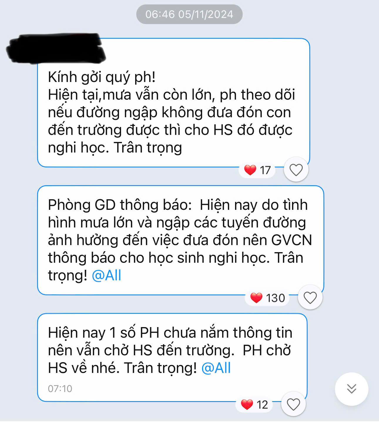 Sở GD-ĐT TP Đà Nẵng lên tiếng về "thông báo nghỉ học khi trời mưa lớn"- Ảnh 1.