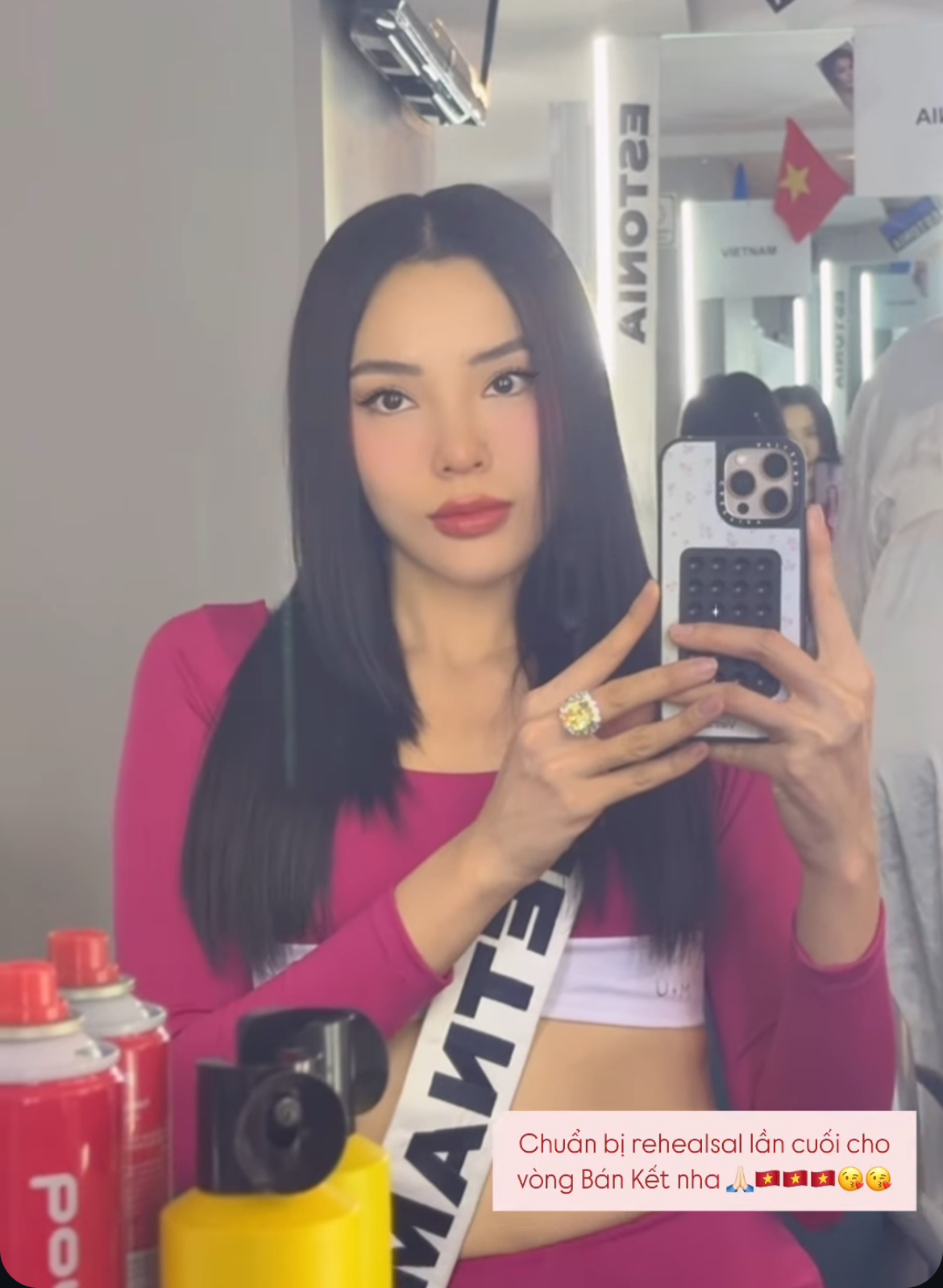 Kỳ Duyên ngay trước giờ G Bán kết Miss Universe: Thần sắc tươi tắn, hô vang Việt Nam đầy tự hào trong tổng duyệt- Ảnh 1.