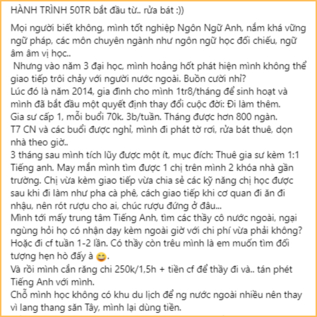 Đi rửa bát thuê, ngày chỉ ngủ 4 tiếng để kiếm 50 triệu/tháng: Chia sẻ của cô gái khiến ai đọc cũng thấy phục sát đất!- Ảnh 1.