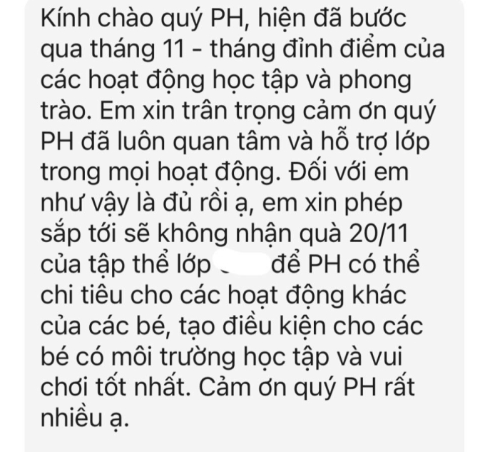 Đầu tháng 11, phụ huynh TP.HCM nhận tin nhắn vỏn vẹn vài câu của giáo viên mà rưng rưng: Vừa có tâm, vừa có tầm!- Ảnh 1.