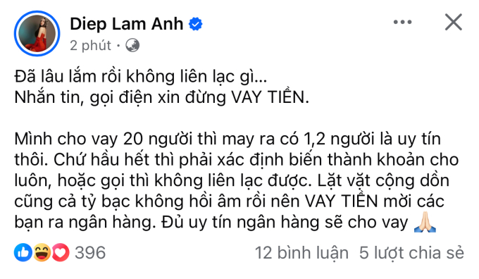 Căng: Diệp Lâm Anh đăng đàn tố 1 nhân vật quỵt nợ, con số cho nhiều người vay lên đến cả tỷ đồng- Ảnh 1.