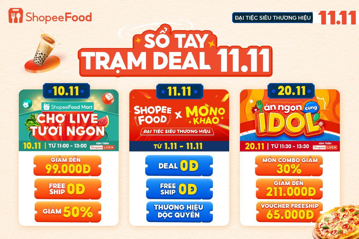 Đừng bỏ lỡ! "Sổ tay trạm deal 11.11" ShopeeFood: Thương hiệu độc quyền, miễn phí ship, deal 0 đồng và vô vàn bất ngờ!- Ảnh 1.