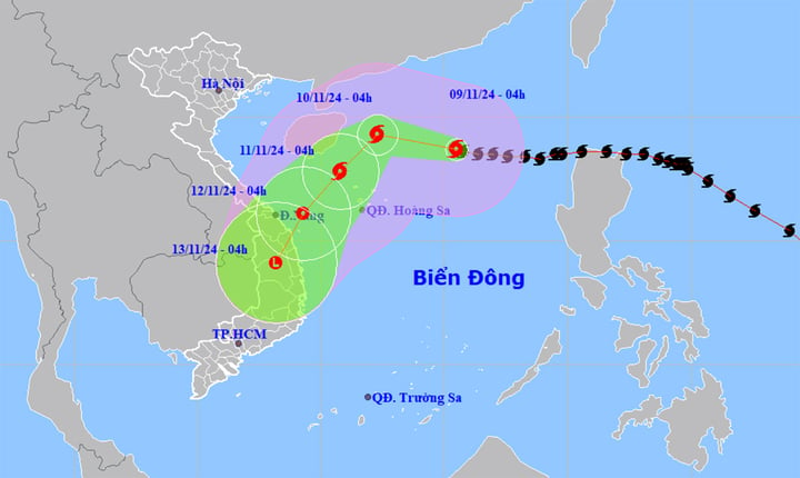 Bão số 7 duy trì cấp 14 trên Biển Đông, hướng về vùng biển Quảng Trị-Quảng Ngãi- Ảnh 1.