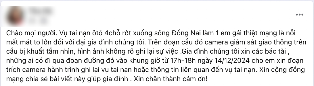 Vụ ô tô rơi sông khiến cô gái 22 tuổi tử vong ở Đồng Nai: Camera hành trình của xe ra sao?- Ảnh 2.