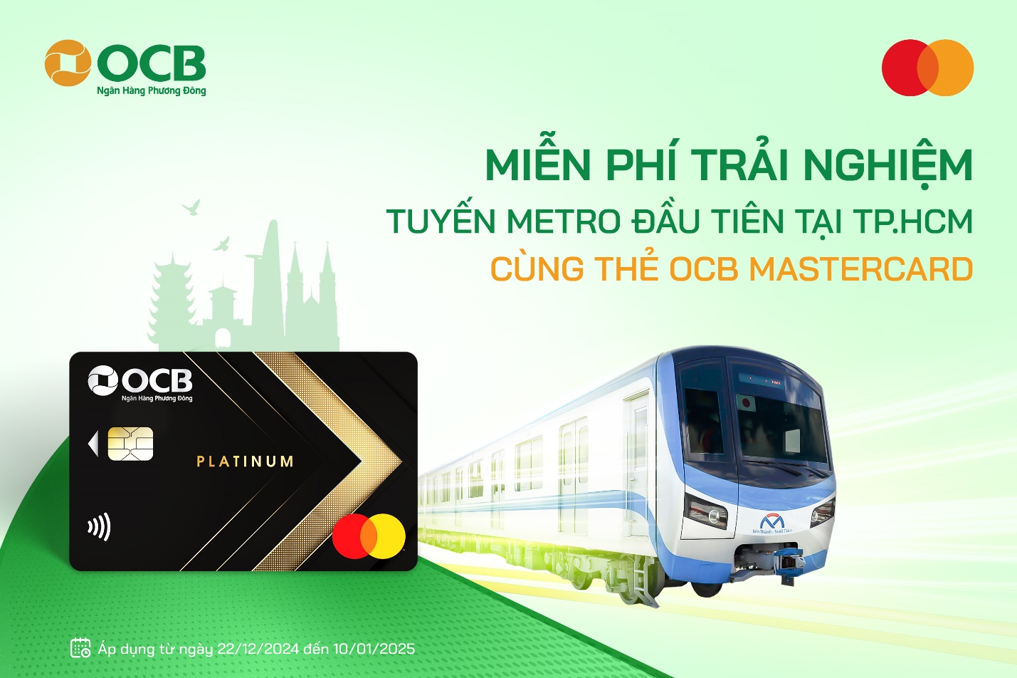 Trải nghiệm miễn phí tuyến Metro đầu tiên tại TP. Hồ Chí Minh với thẻ OCB Mastercard- Ảnh 1.