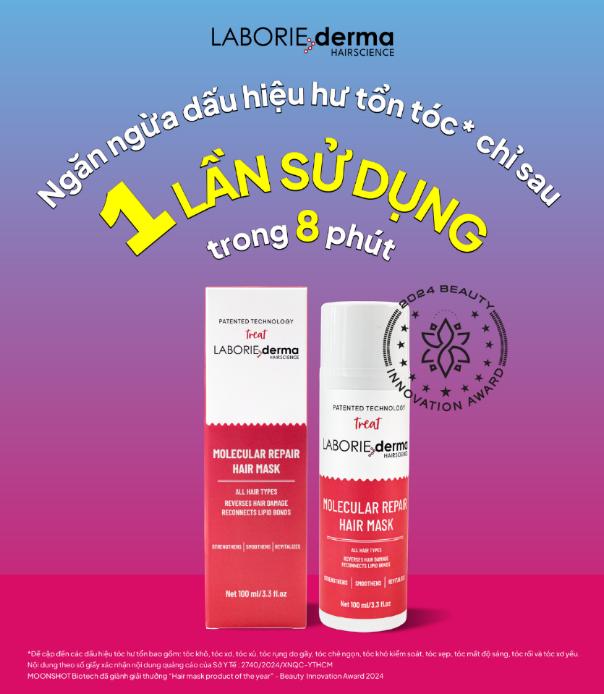 Chỉ 1 lần sử dụng trong 8 phút - LABORIE derma - bước ngoặt cho mái tóc khô, hư tổn do tẩy nhuộm hóa chất- Ảnh 1.