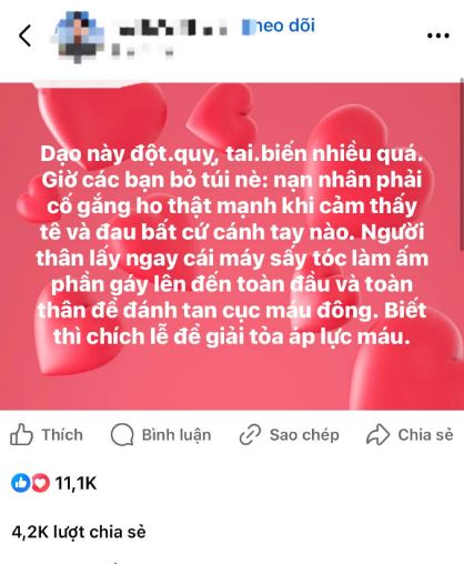 Rộ thông tin "chữa đột quỵ" bằng cách ho mạnh, sấy vào gáy: Bác sĩ nói tác hại khôn lường- Ảnh 1.