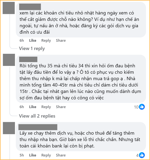 Vay 500 triệu mua ô tô, được 1 tháng đã muốn bán xe, bảng chi tiêu hé lộ lý do- Ảnh 4. Vay 500 triệu mua ô tô, được 1 tháng đã muốn bán xe, bảng chi tiêu hé lộ lý do- Ảnh 4.